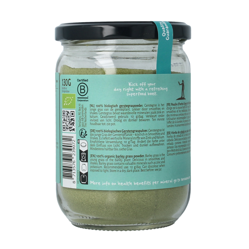 TerraSana Gerstegras poeder in glas bio 130 Gram