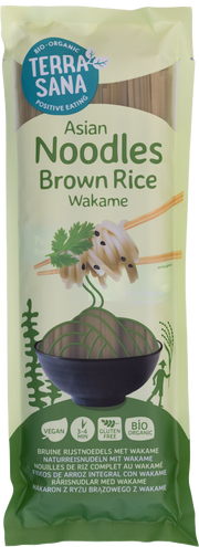 TerraSana Bruine rijstnoedels met wakame bio 250.00 Gram