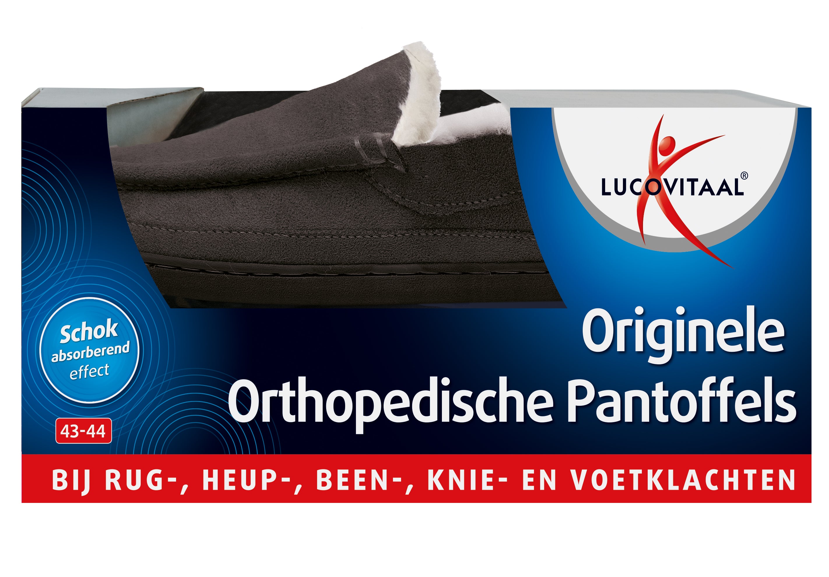 Lucovitaal Orthopedische pantoffels antraciet maat 43-44 1.00 Paar