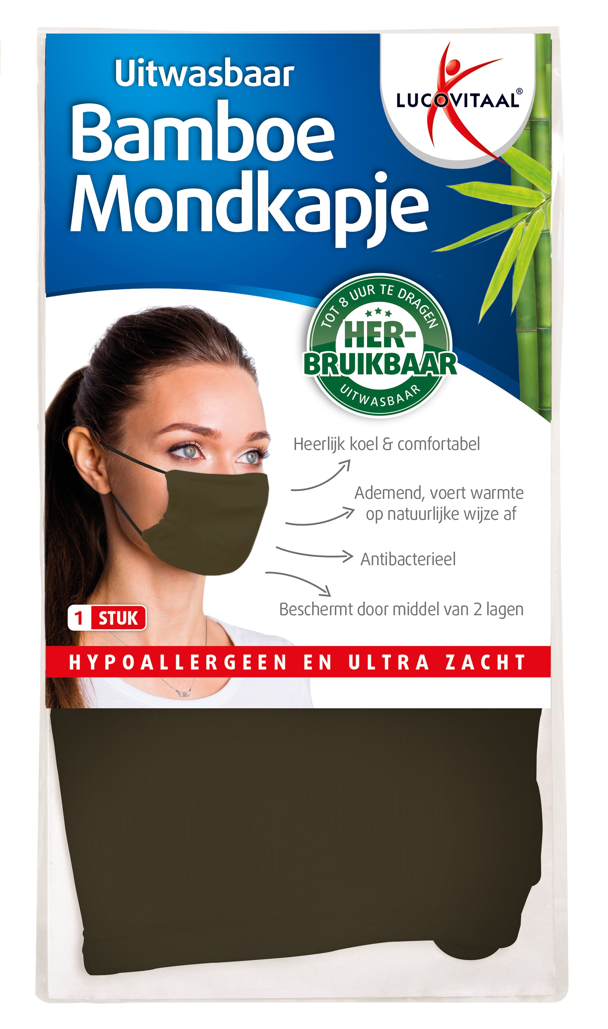 Lucovitaal Bamboe mondkapje groen 1 Stuks