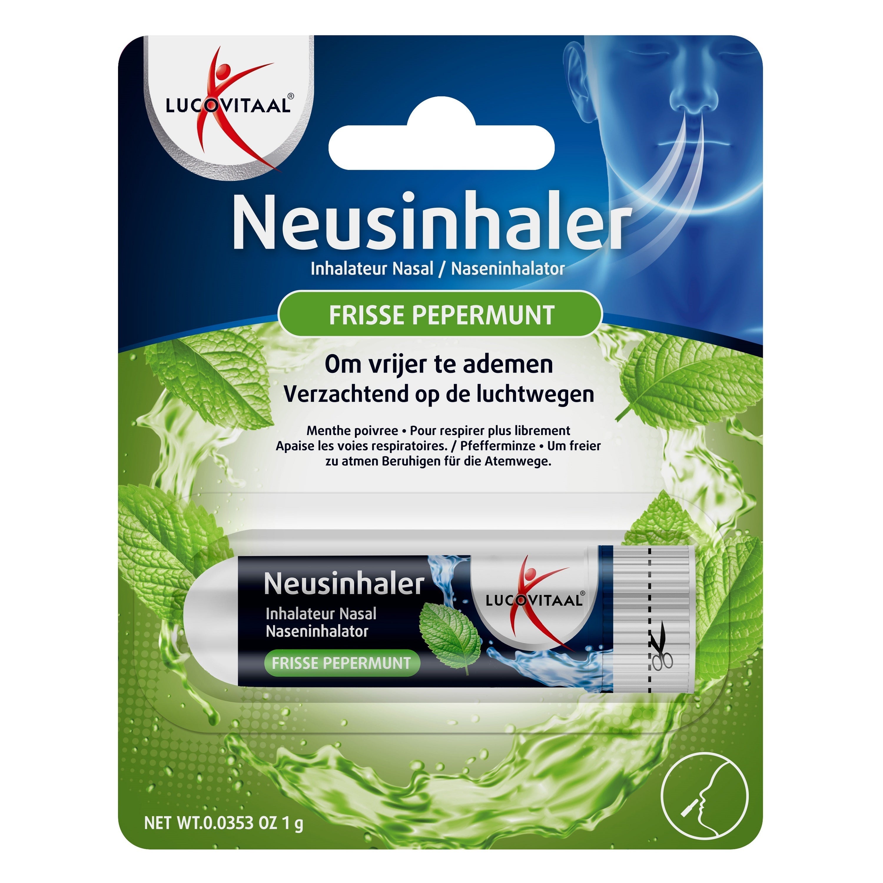 Lucovitaal Neusinhaler frisse pepermunt 1 Stuks