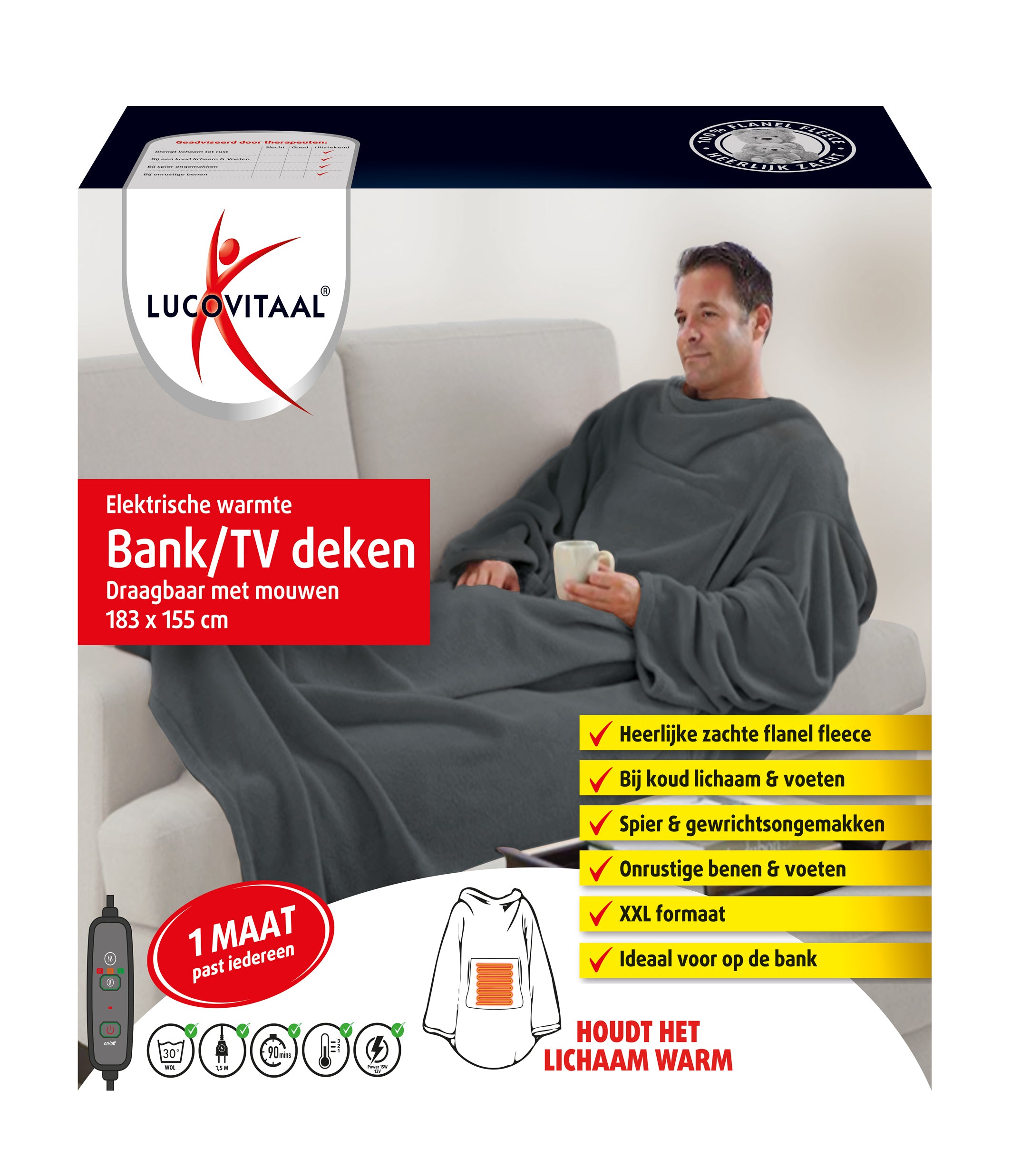 Lucovitaal Electrische warmte bank/TV deken 1 Paar