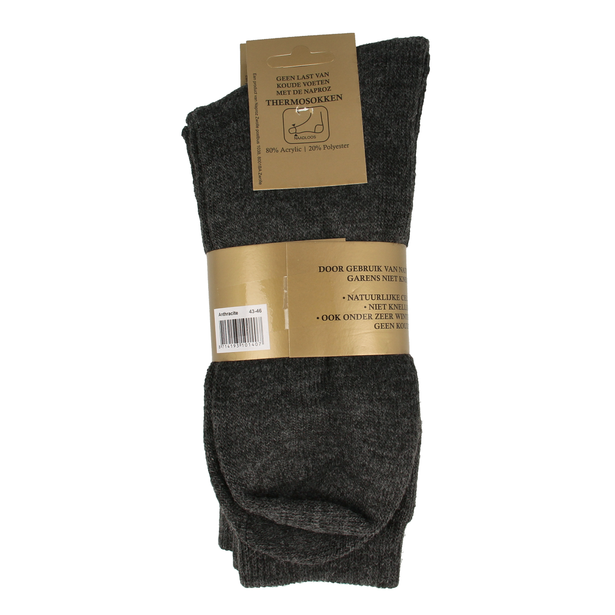 Naproz Thermo sokken grijs maat 43-46  3.00 Paar