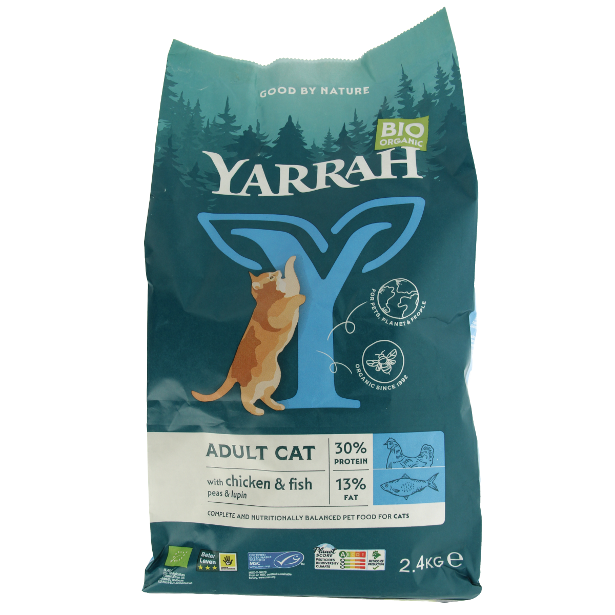 Yarrah Adult kattenvoer met vis en kip bio 2400.00 Gram