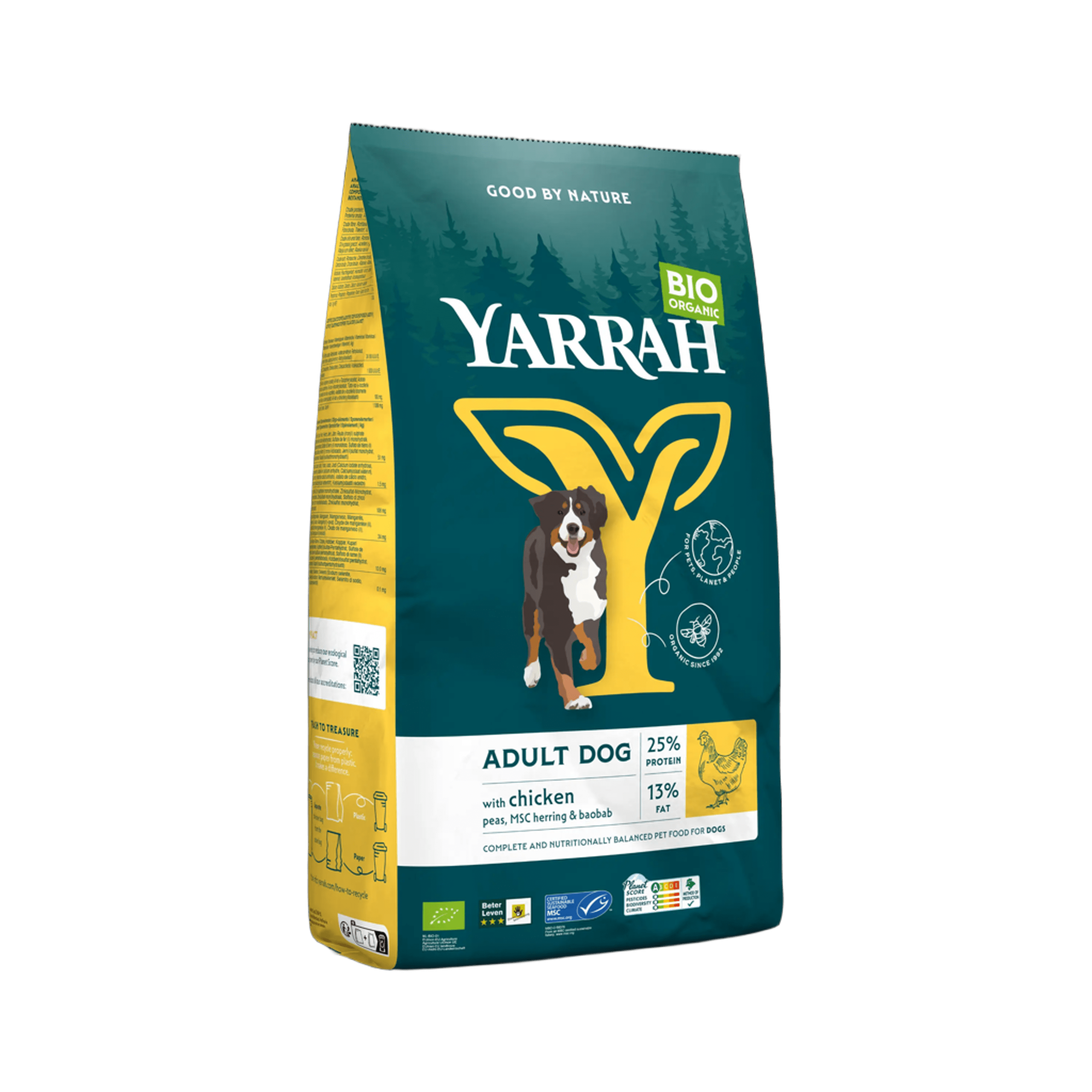 Yarrah Adult hondenvoer met kip bio MSC 15.00 Kilogram