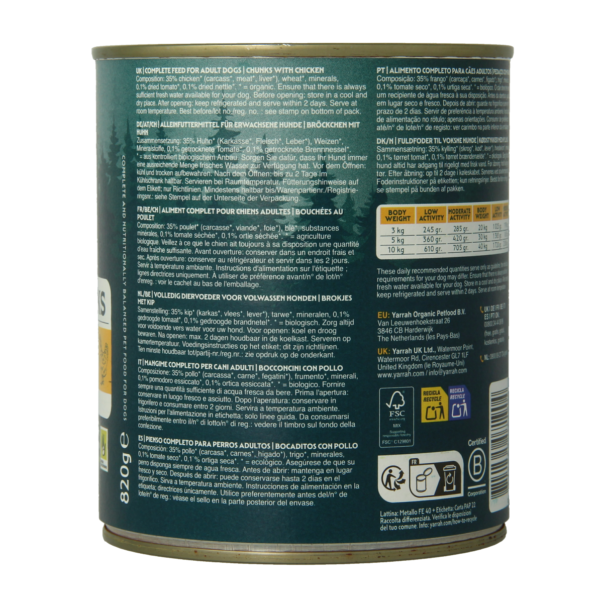Yarrah Hondenvoer chunks kip in saus bio 820.00 Gram