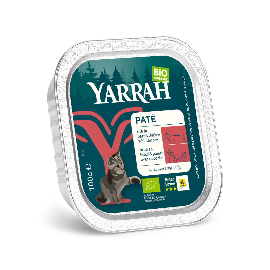 Yarrah Kattenvoer pate met rund bio 100.00 Gram