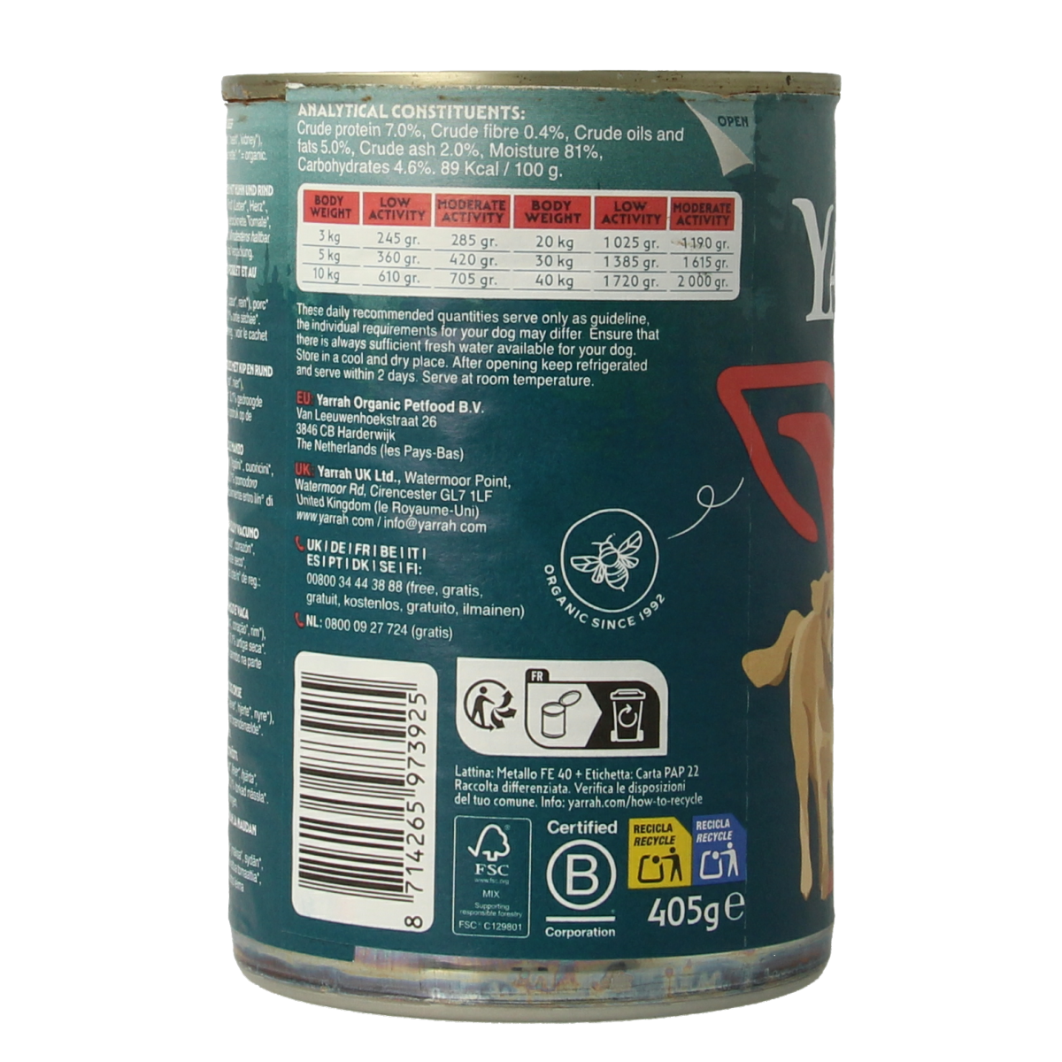 Yarrah Hondenvoer chunks rund en kip in saus bio 405.00 Gram