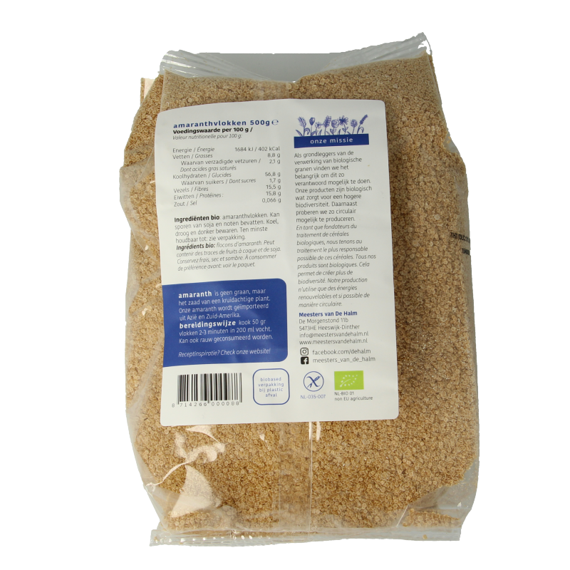 De Halm Amaranthvlokken bio 500 Gram
