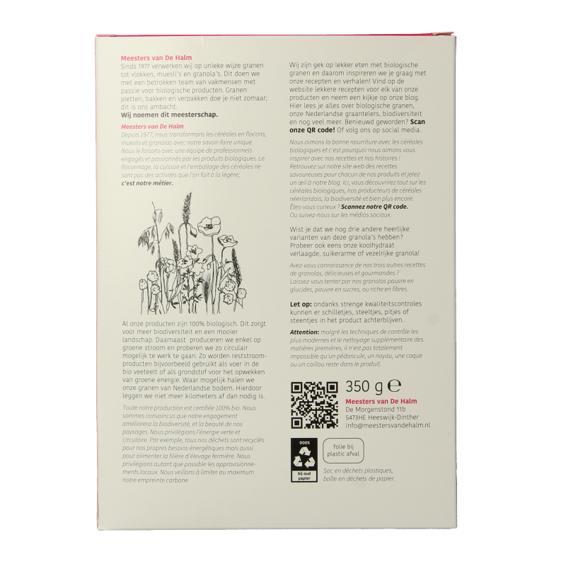 De Halm Granola eiwitrijk bio 350 Gram