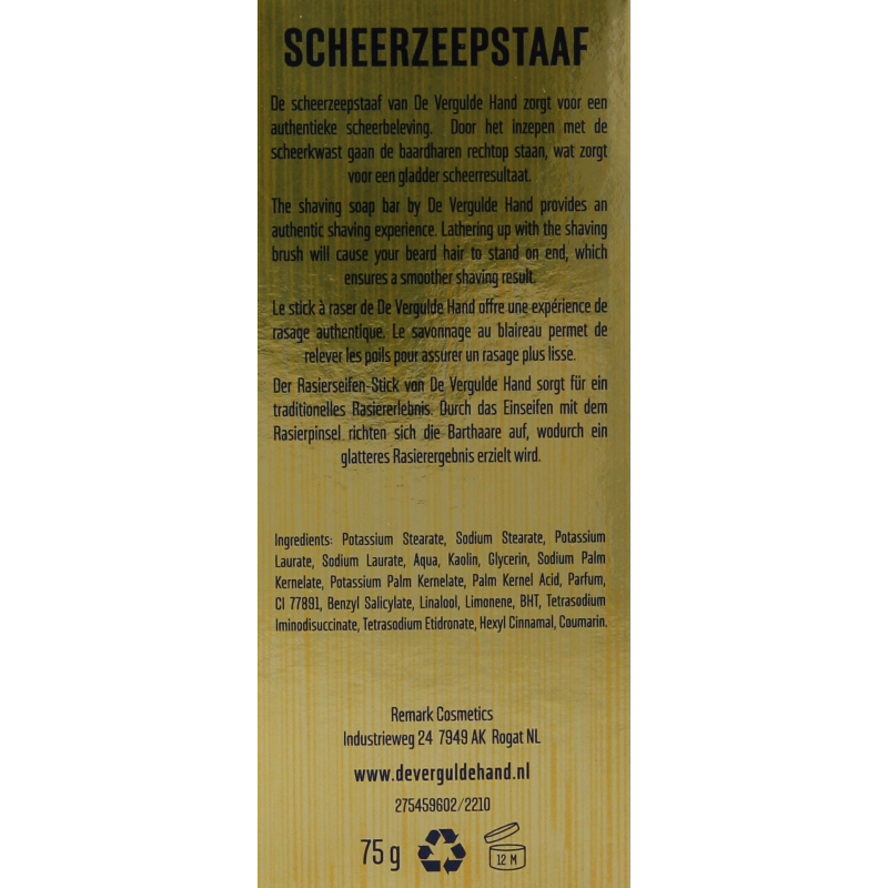 Vergulde Hand Scheerzeepstaaf 75 Gram