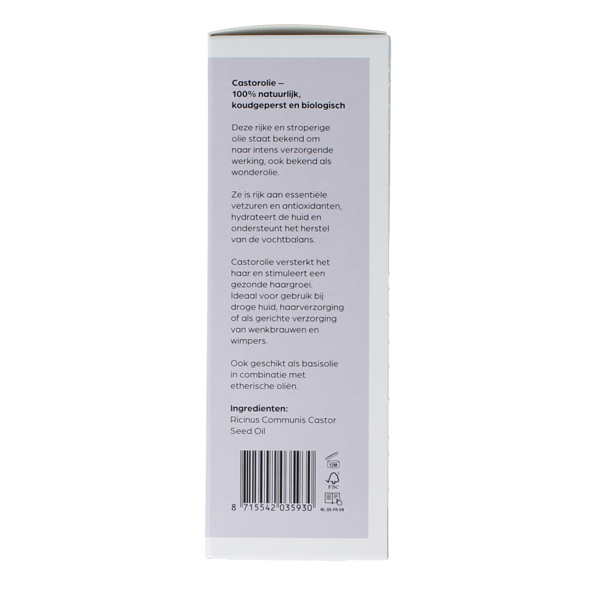 Volatile Castor koudgeperst basisolie bio glazen fles 100.00 Milliliter