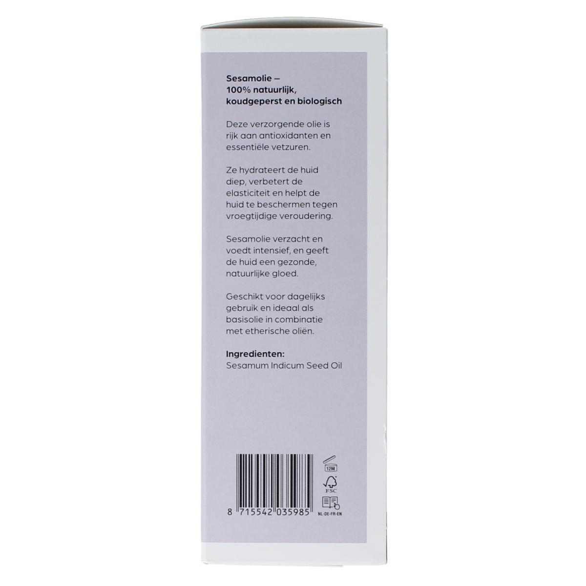 Volatile Sesam koudgeperst basisolie bio glazen fles 100.00 Milliliter