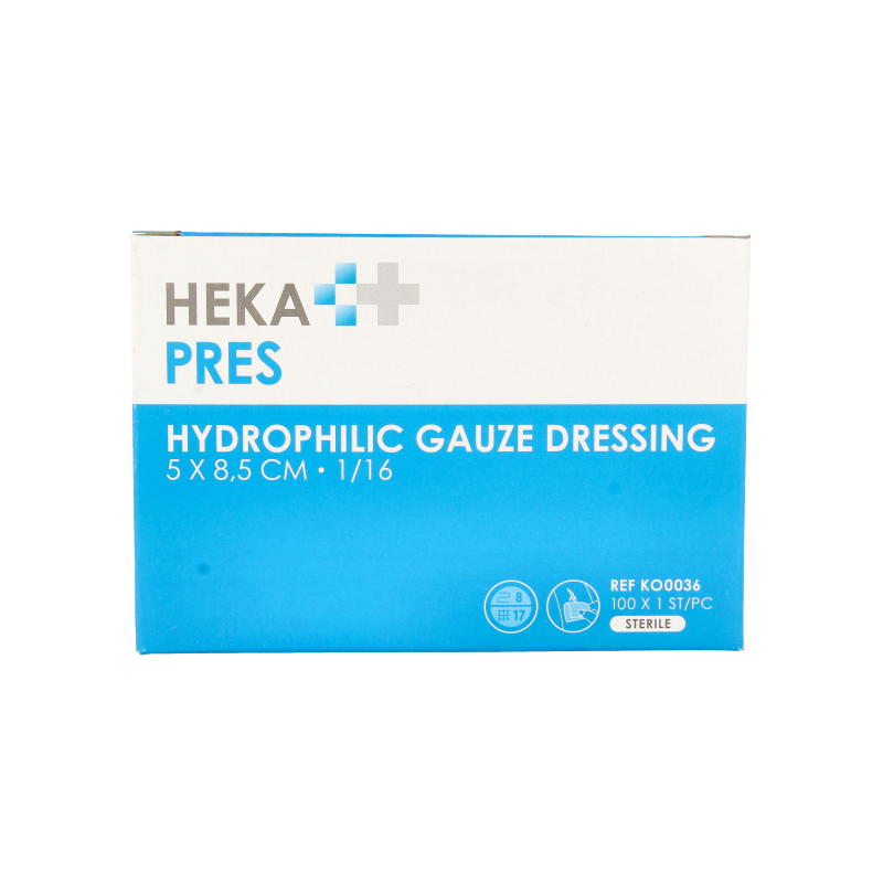 Hekapres Gaaskompres hydrofiel 5 x 8.5 100 Stuks