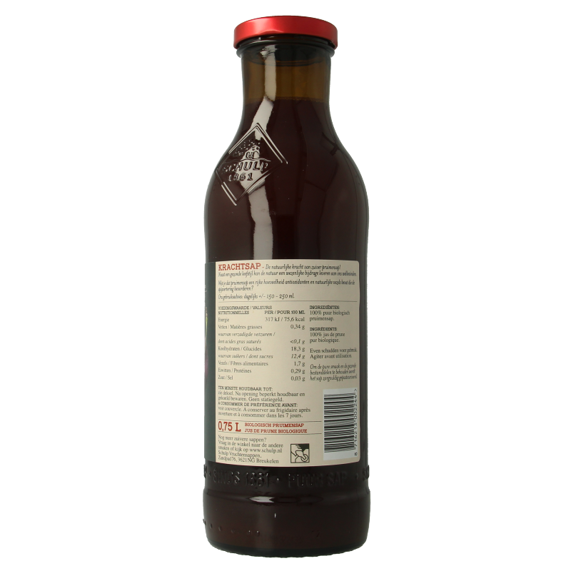 Schulp Krachtsap pruimensap puur bio 750 Milliliter