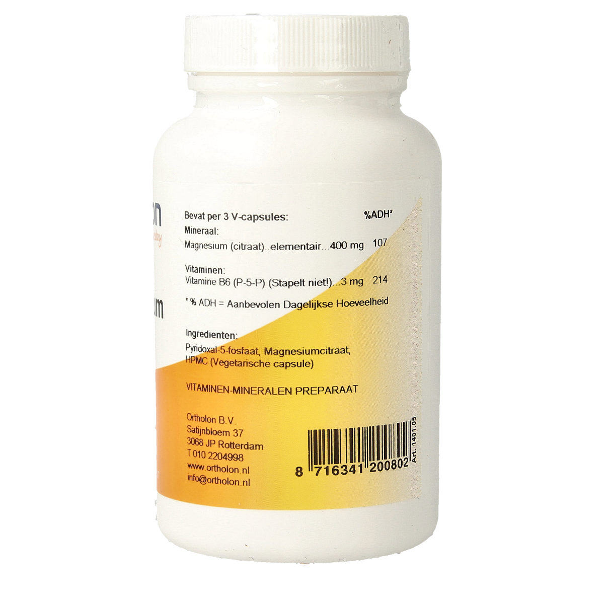 Ortholon Magnesium citraat 120.00 Vegetarische capsules