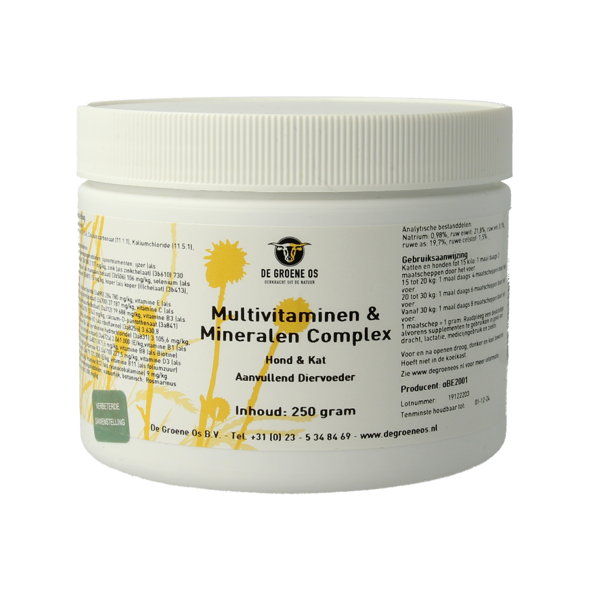 Groene Os Multi vitamine & mineralen complex hond/kat 250.00 Gram