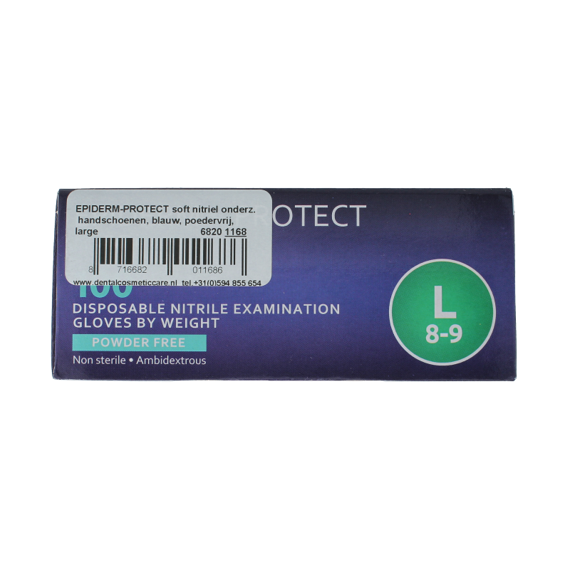 Epiderm Protect Nitriel onderzoekhandschoen poedervrij L blauw 100 Stuks
