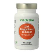 VitOrtho Zink bisglycinaat 15mg en koper 250mcg 60 Vegetarische capsules