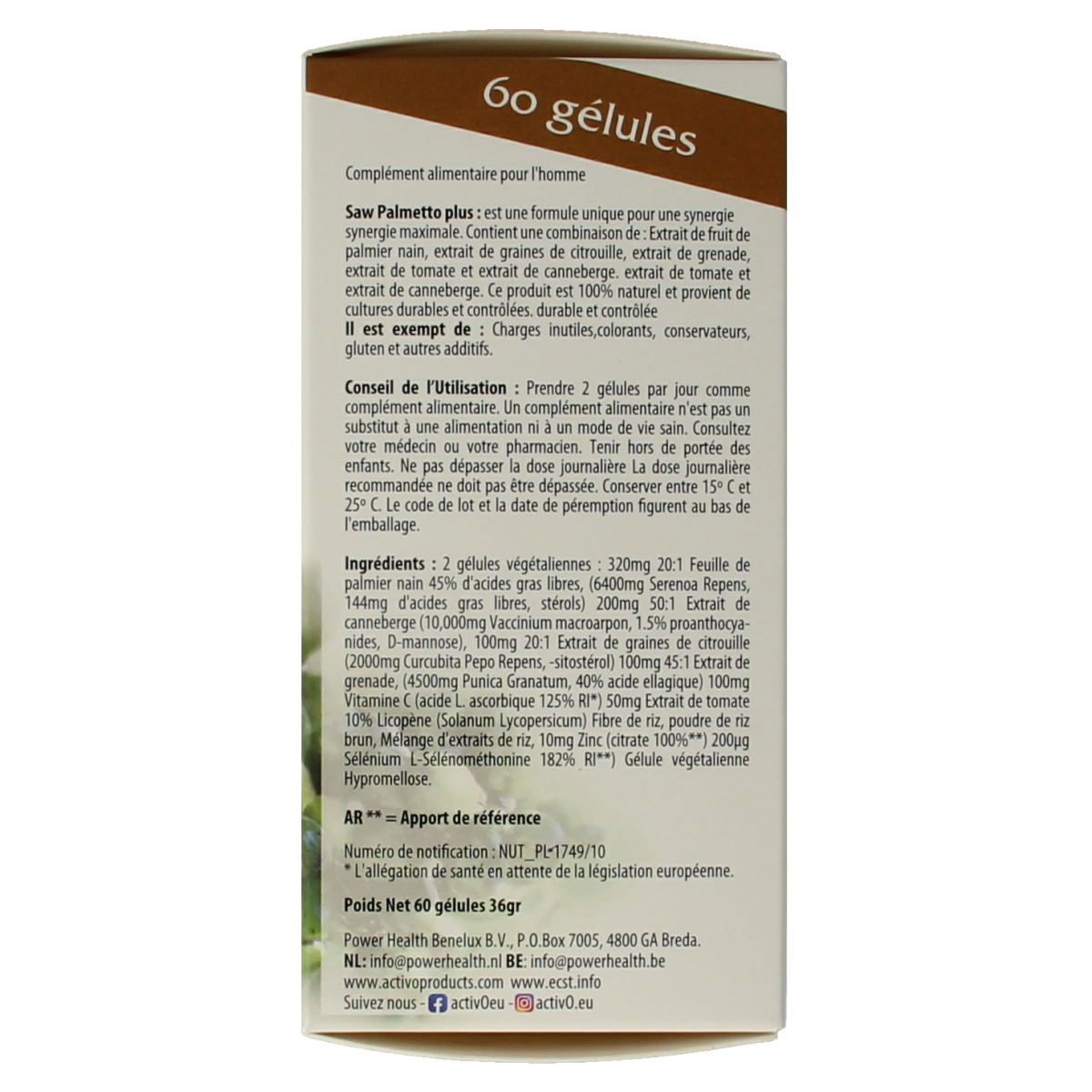 Activo Saw palmetto plus 60.00 Vegetarische capsules