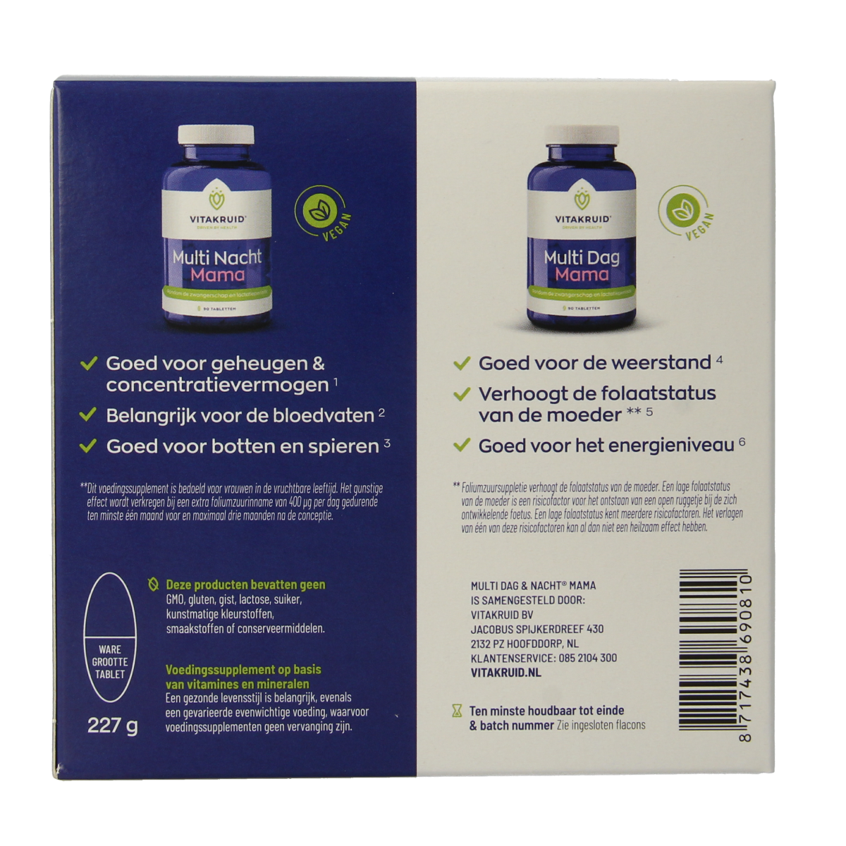 Vitakruid Multi Dag & Nacht Mama 100% Vegan 2 x 90 180.00 Tabletten