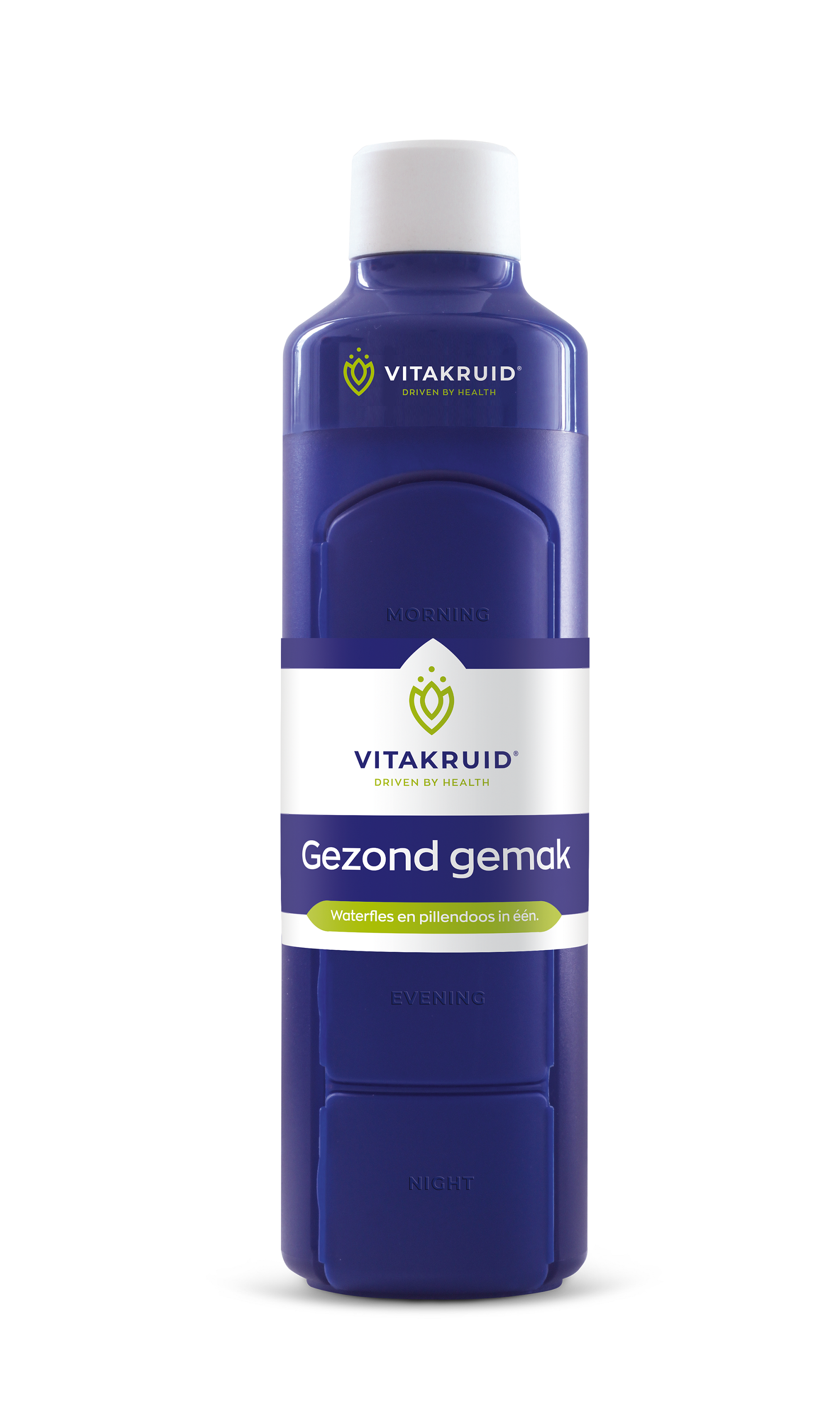 Vitakruid Waterfles met pillendoos 375ml 1 Stuks