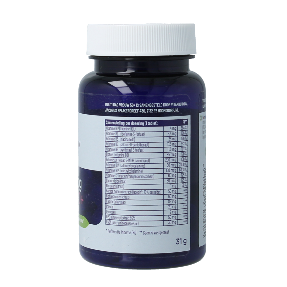 Vitakruid Multi Dag Vrouw 50+ 100% Vegan 30.00 Tabletten