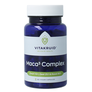 Vitakruid Maca3 complex zwart 10:1, geel 25:1 & rood 30:1 90.00 Vegetarische capsules