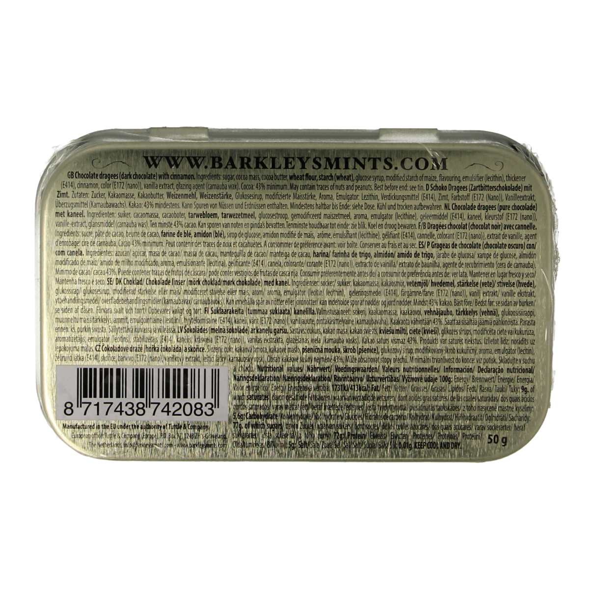 Barkleys Chocolate mints cinnamon 50.00 Gram