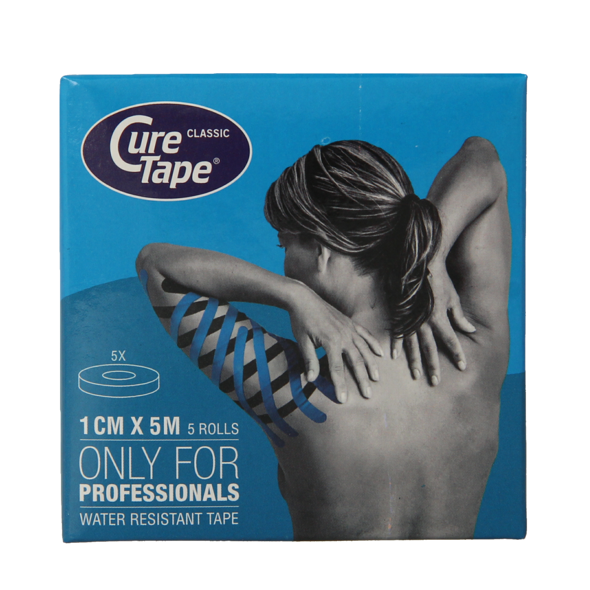 Cure Tape Kinesiotape blauw 1cm x 5m 5.00 Stuks