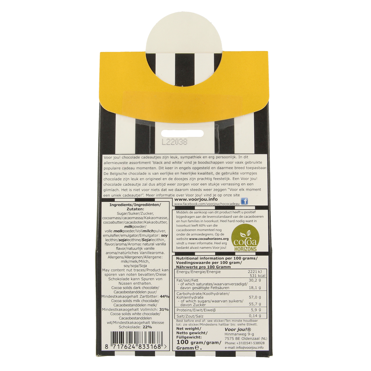 Voor Jou! Cadeau doos black & white happy birthday 100.00 Gram