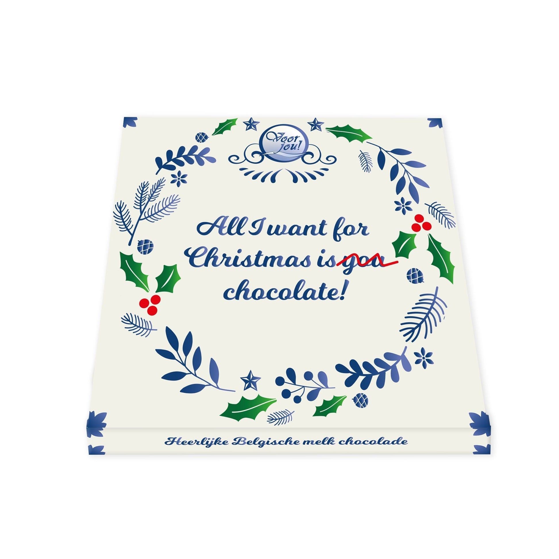 Voor Jou! Wensreep Delftsblauw Kerst all I want 90 Gram