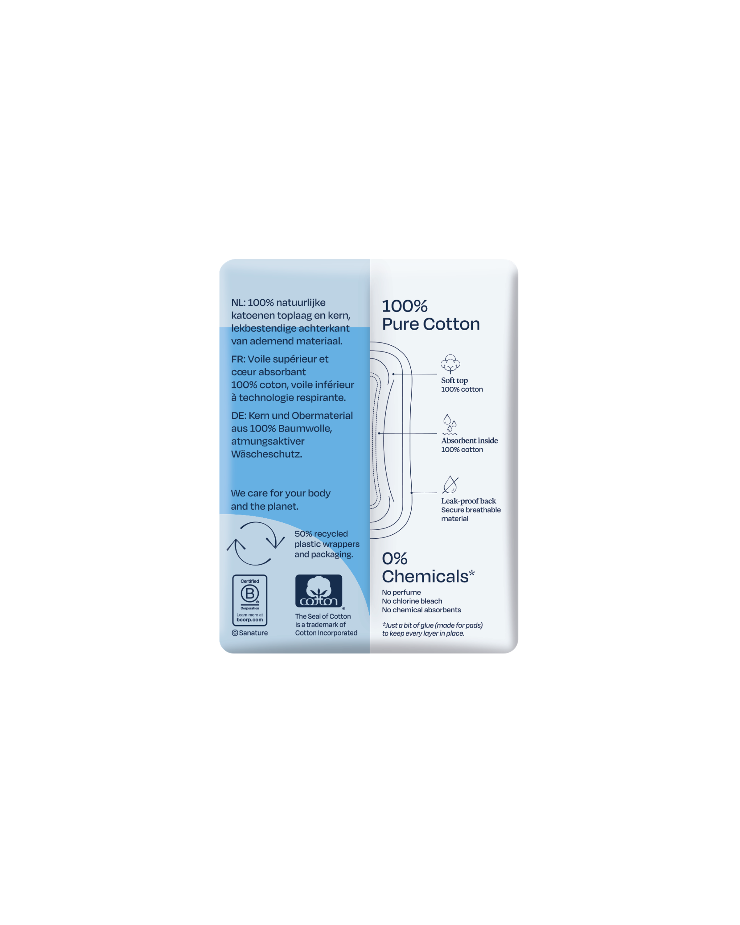 Sanature Maandverband ultra normaal 100% katoen 10.00 Stuks