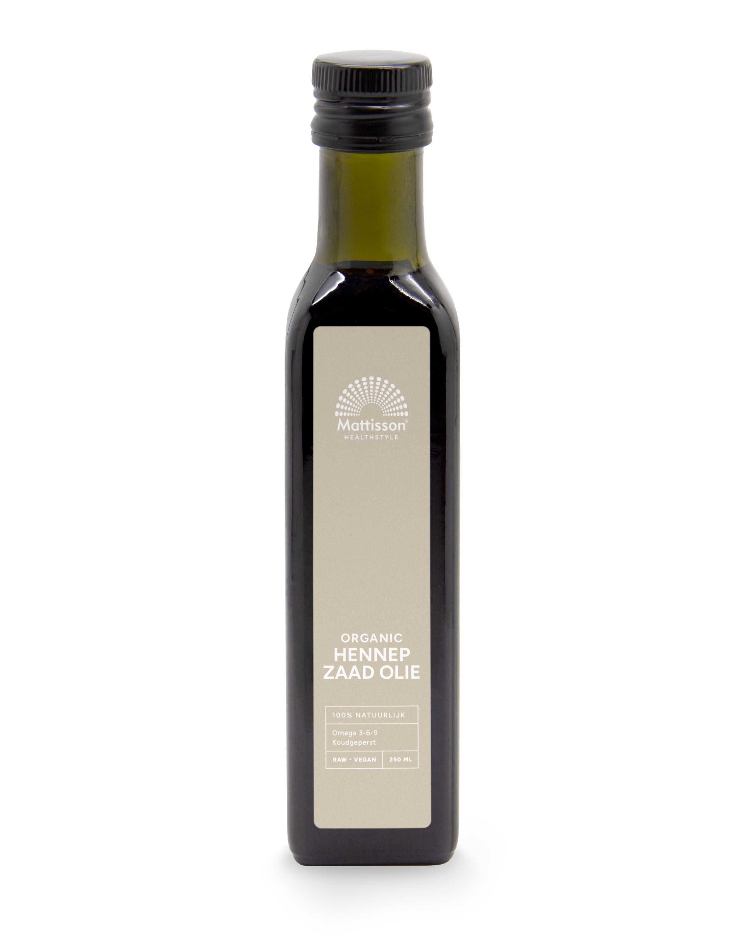Mattisson Hennepzaadolie raw koudgeperst bio 250.00 Milliliter