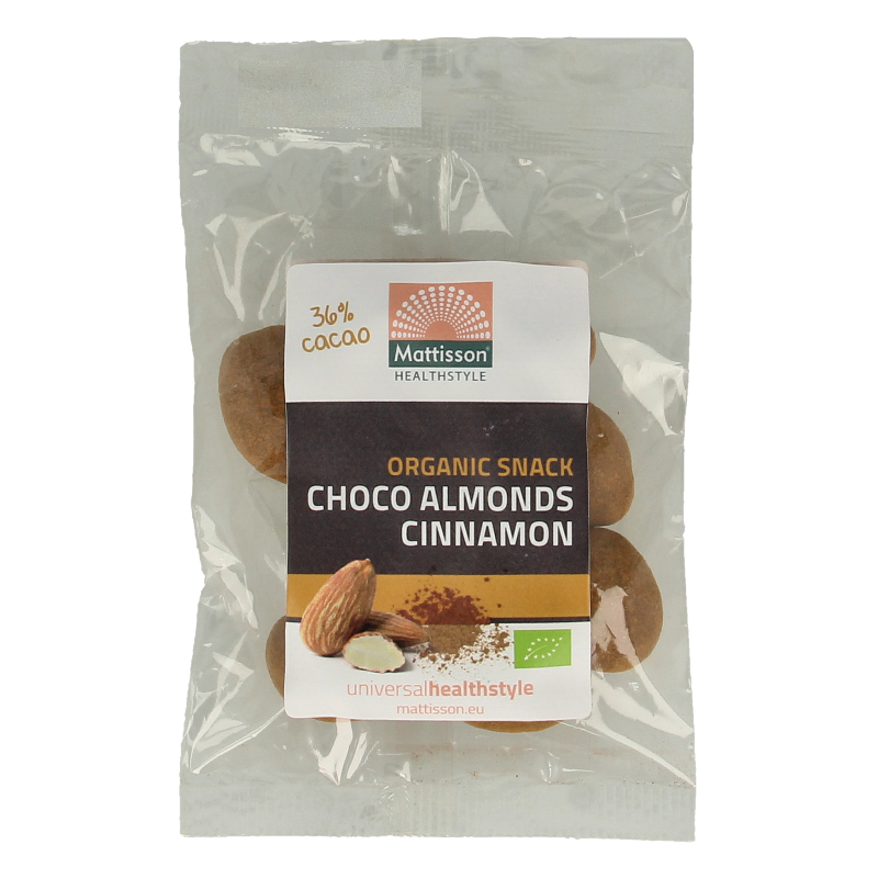 Mattisson Amandelen kaneel snack pure chocolade bio 35 Gram