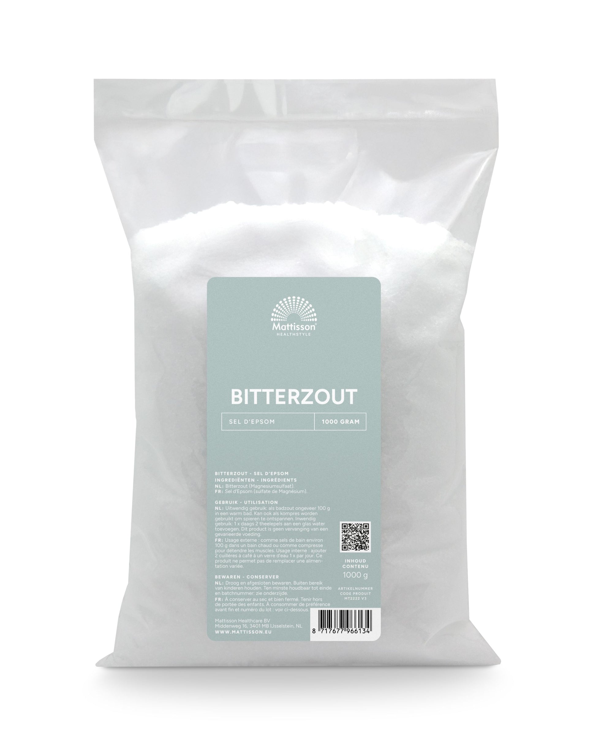 Mattisson Bitterzout epsom zout magnesiumsulfaat 1.00 Kilogram
