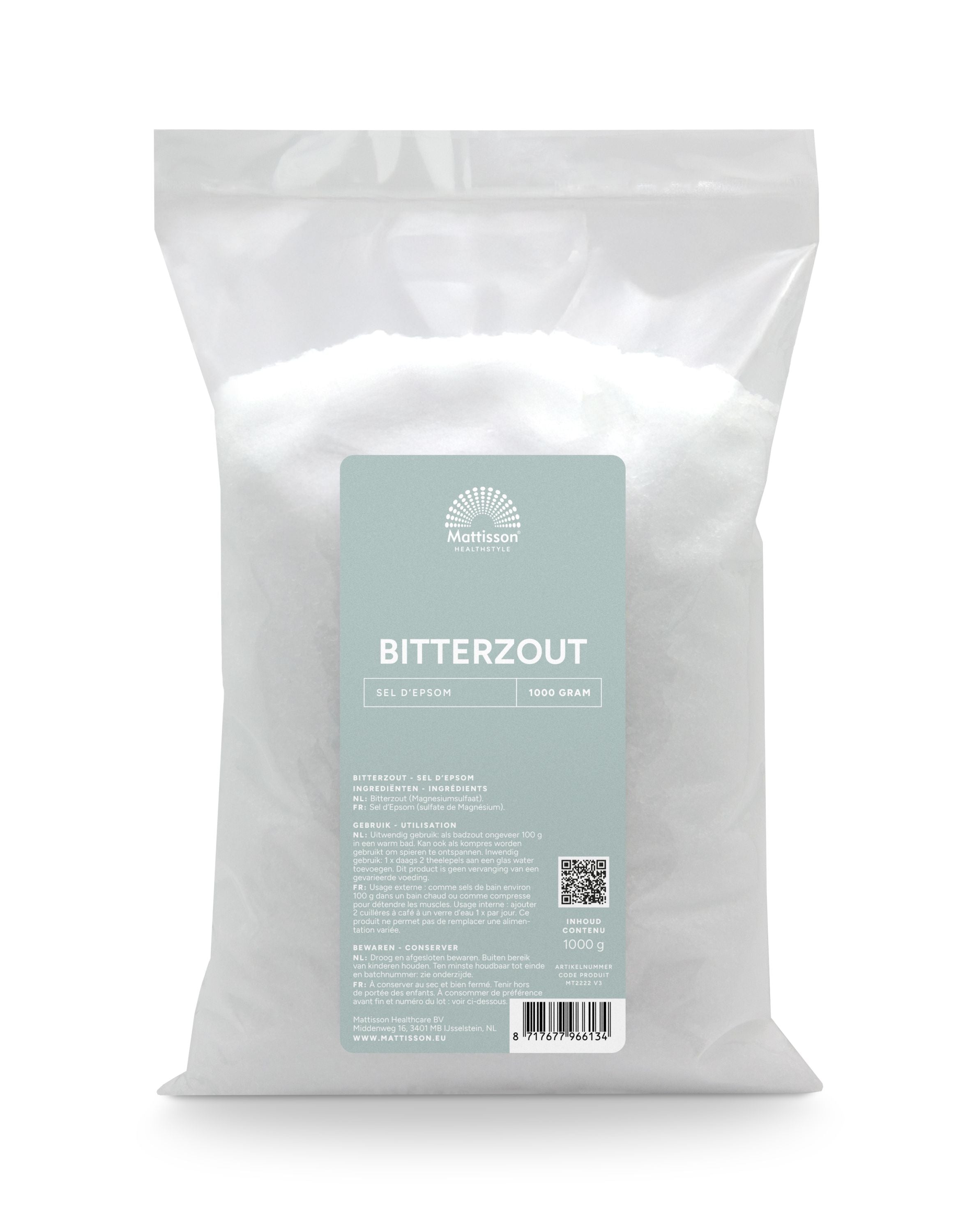 Mattisson Bitterzout epsom zout magnesiumsulfaat 1.00 Kilogram