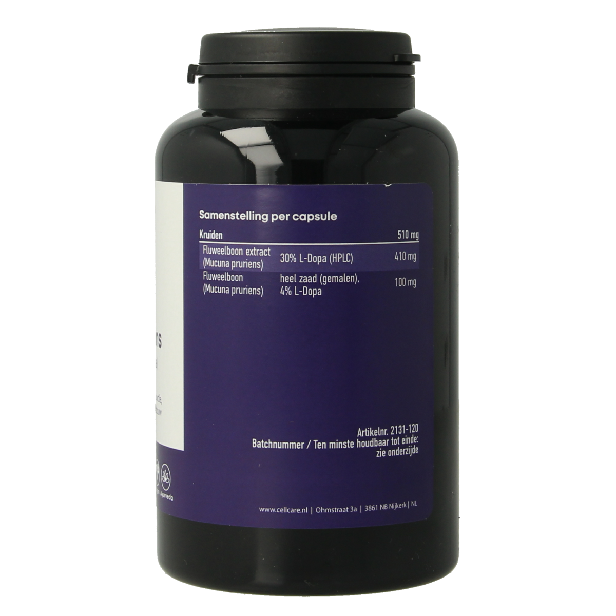 CellCare Mucuna pruriens 500mg (25% L-dopa) 120.00 Capsules
