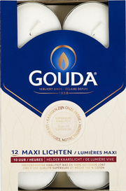 Gouda Maxi waxinelicht 10 uur wit 12.00 Stuks