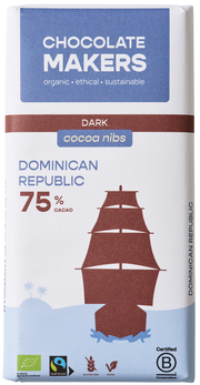 Chocolatemakers Reep tres hombres 75% puur met cacaonibs bio 80.00 Gram
