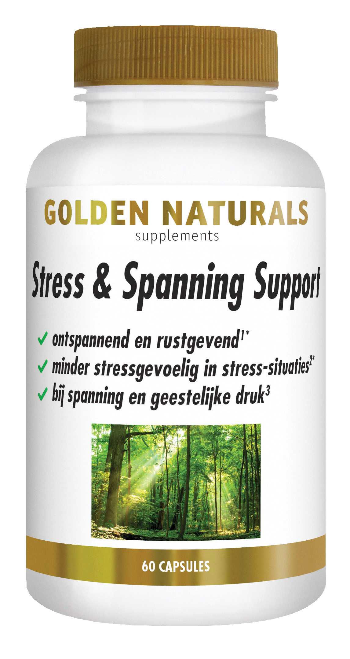 Golden Naturals Stress & spanning support 60.00 Vegetarische capsules