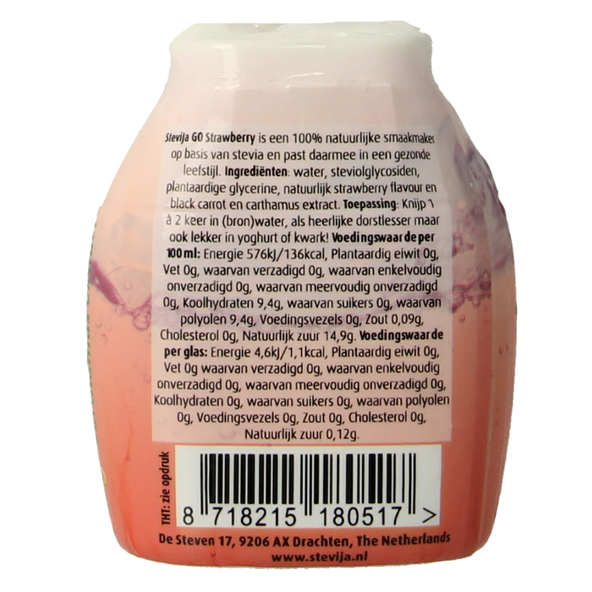 SteviJa Stevia limonadesiroop go strawberry 40.00 Milliliter