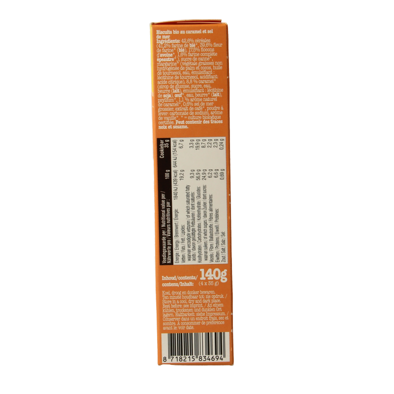 Leev Cookiebar karamel & zeezout bio 140 Gram