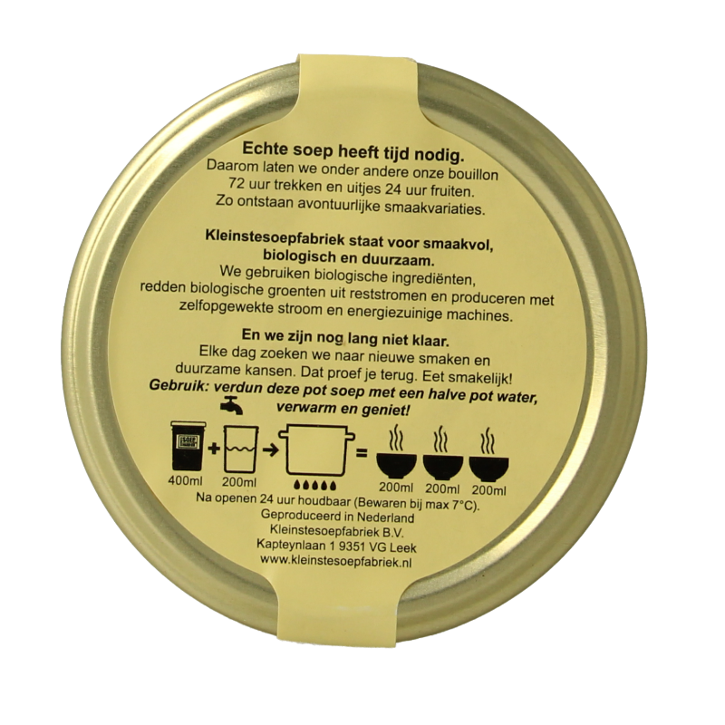 Kleinstesoepfabriek Runderbouillon bio 400 Milliliter