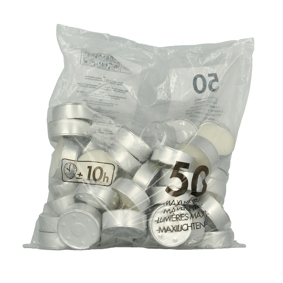 Bolsius Maxi licht neutraal 10uur zak 50.00 Stuks
