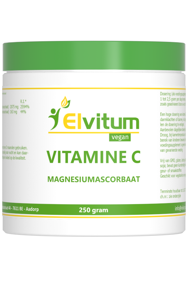 Elvitum  Vitamine C poeder magnesiumascorbaat 250.00 Gram