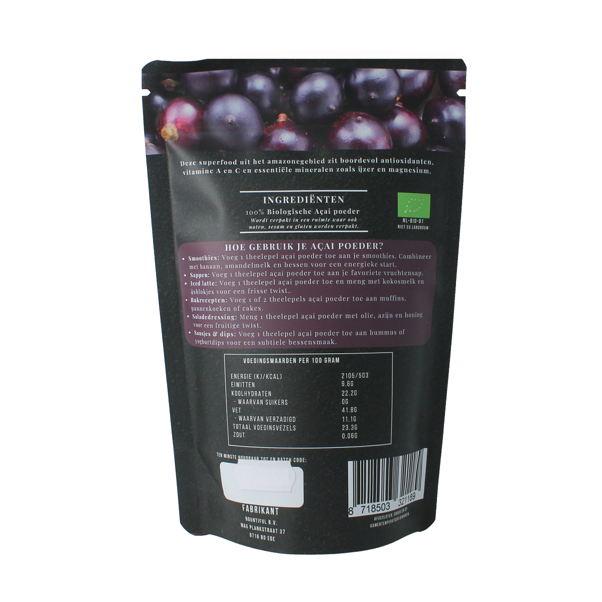 Bountiful Acai poeder bio 125.00 Gram