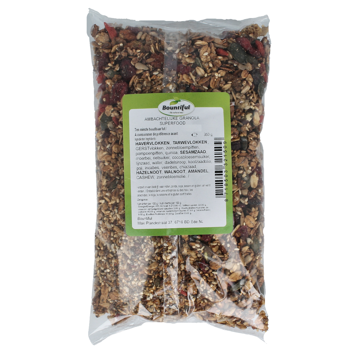Bountiful Ambachtelijke granola superfood 350.00 Gram