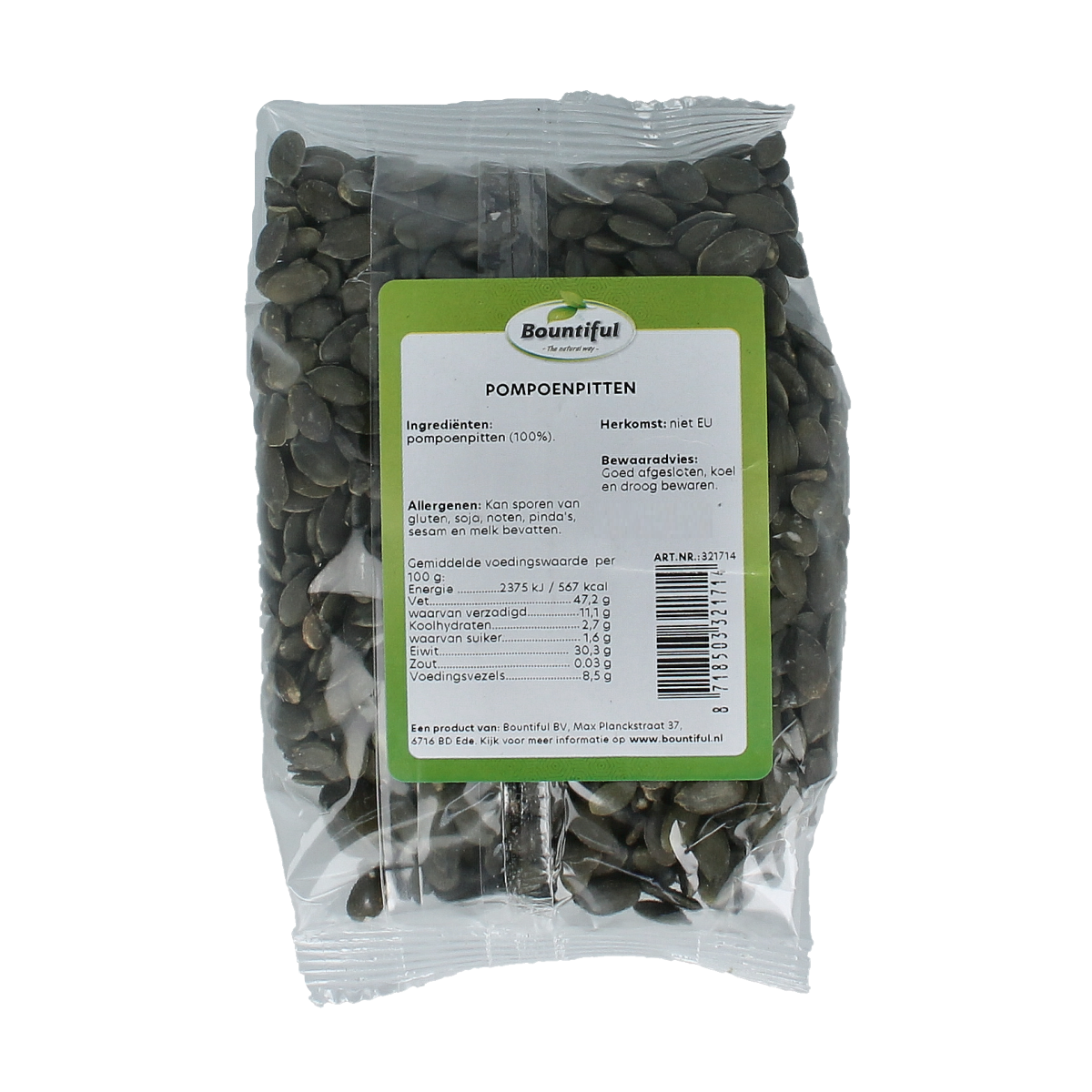 Bountiful Pompoenpitten klasse AA 200.00 Gram