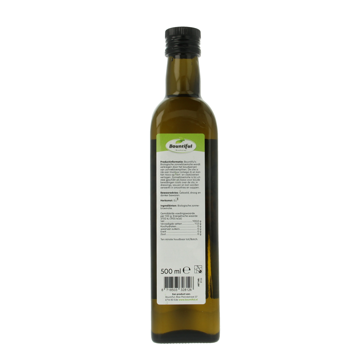 Bountiful Zonnebloemolie bio 500.00 Milliliter